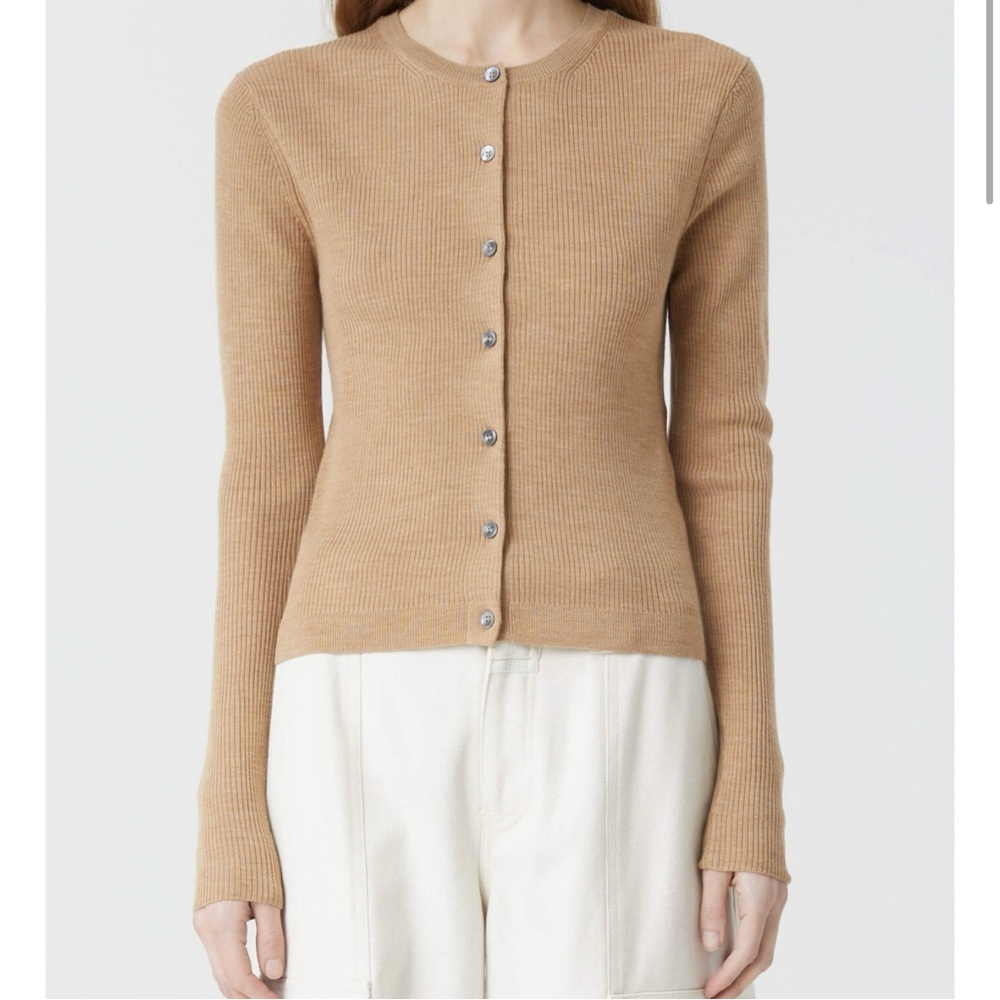CLOSED CREW NECK RIB CARDIGAN BROWN MARBLE